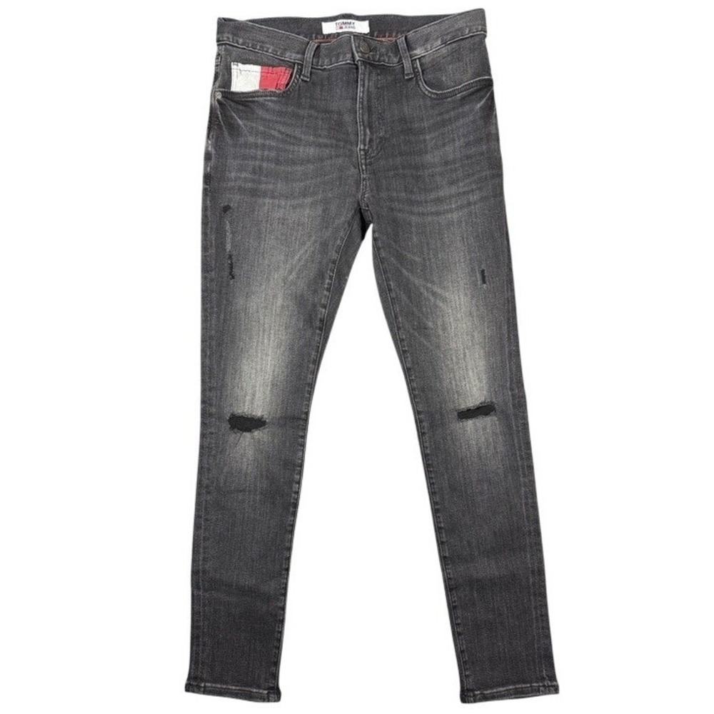 Tommy Jeans Scanton Slim Fit Distressed Black Denim Jeans 32x32 Mens Distressed